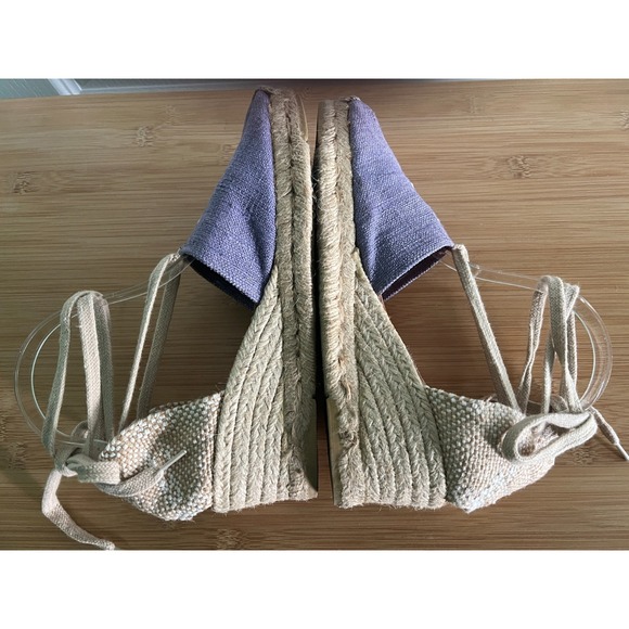 Andre Assous Purple Lace Tie Up Espadrilles Wedge Heels Size 9 - Picture 3 of 8